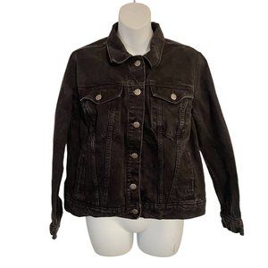 Old Navy Denim Button Front Jacket Women Size L Black